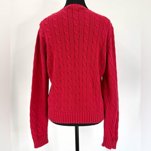 Ralph Lauren Classic Women’s Cable-Knit Pullover Crewneck Sweater Vibrant Red, L - Picture 10 of 15